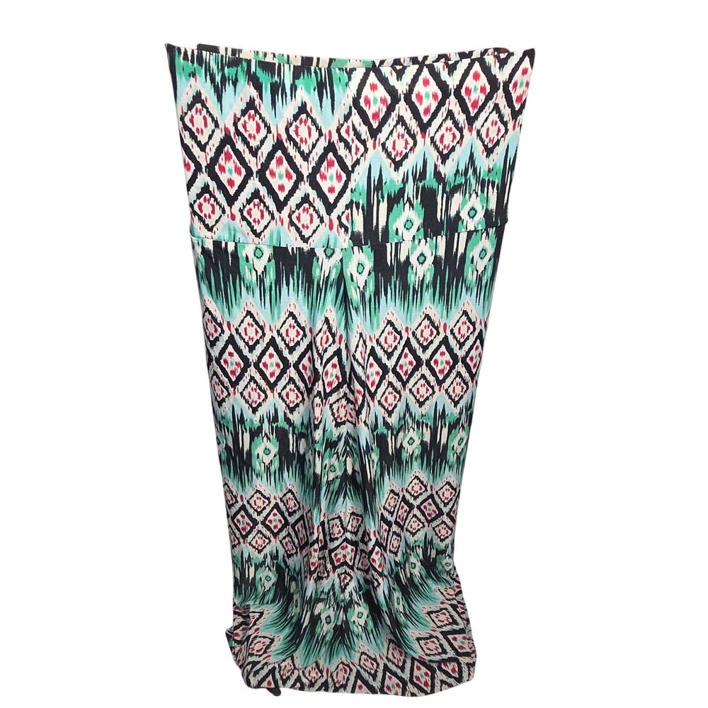 Geometric Green & Blue Smocked Boho Dress